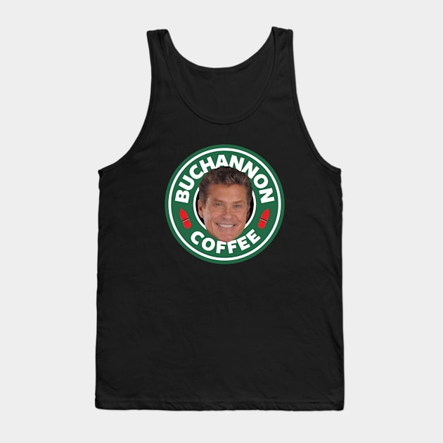 Baywatch Buchannon Coffee David Hasselhoff Starbucks Logo Tank Top by Rebus28